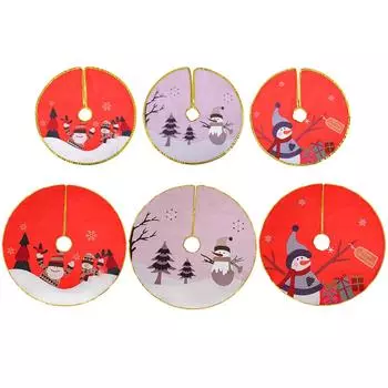 Рождественская золотая кайма для украшения юбки елки, украшение, креативный принт Санта-Клауса, украшение на нижнюю часть елки, фартук маленького размера One Size