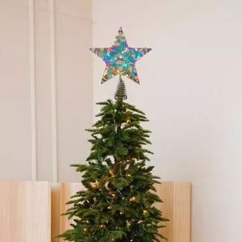 Рождественская звезда на верхушке елки, светящаяся 3D звезда, украшение с выключателем 25*30cm