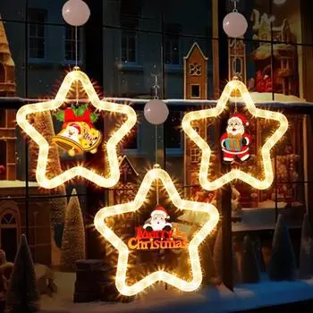 Рождественская звезда световое украшение на батарейках елочные подвесные украшения со светодиодной подсветкой A