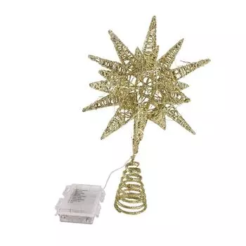 Рождественская звезда, верхушка для елки, 3D геометрическая звезда, декоративные светодиодные фонарики, работающие от батареек, красивая звезда