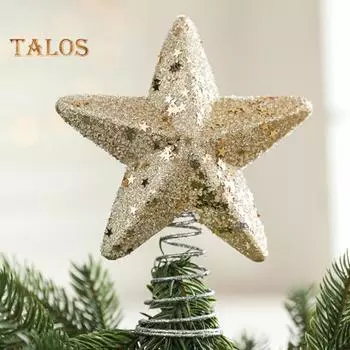Рождественская звезда, верхушка для елки, блестящая звезда, украшение для рождественской елки, пластиковая звезда, украшение для декора рождественской елки M серебряный