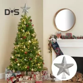 Рождественская звезда, верхушка для елки, блестящая звезда, украшение для рождественской елки, пластиковая звезда, украшение для декора рождественской елки M красный