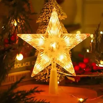 Рождественская звезда-верхушка для елки с несколькими режимами освещения, пульт дистанционного управления, питание от USB, 3D-украшение для верхушки елки в виде звезды 18cm разноцветный