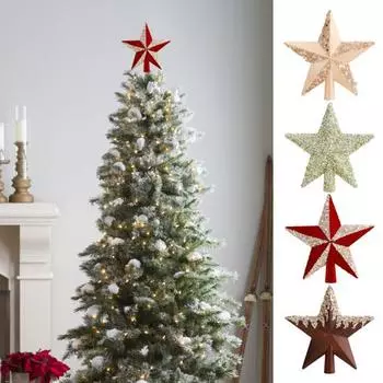 Рождественская звезда верхушка для елки украшение блестящая звезда верхушка для деревьев гирлянда настольный праздничный декор зелёный