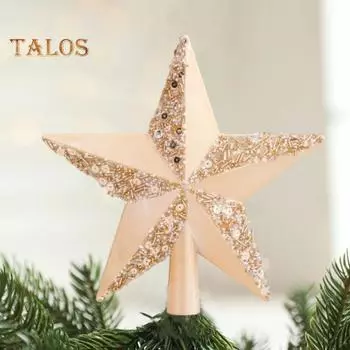 Рождественская звезда верхушка для елки украшение блестящая звезда верхушка для деревьев гирлянда настольный праздничный декор зелёный