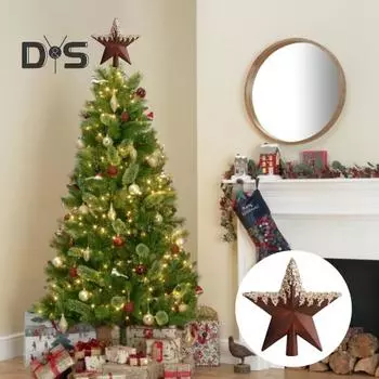 Рождественская звезда верхушка для елки украшение блестящая звезда верхушка для деревьев гирлянда настольный праздничный декор зелёный