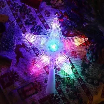 Рождественская звезда-верхушка на елку с несколькими режимами освещения, пульт дистанционного управления, питание от USB-порта 18cm разноцветный