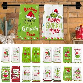 Рождественские 3D-печатные полотенца, кухонные полотенца-присоски, полотенца для рук, полотенца для лица One Size