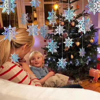 Рождественские 3D снежинки, украшения для рождественской елки, подвесные украшения для детского сада, торгового центра, классной комнаты, креативные украшения One Size