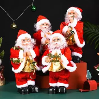 Рождественские электрические игрушки Шагающие ножки Санта-Клауса с музыкальным инструментом Рождественская кукла Торговые центры Рождественские украшения для дома Подросток Рождественский подарок