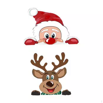 Рождественские электростатические наклейки на окна Санта и олени многоразовые аксессуары из ПВХ-материала