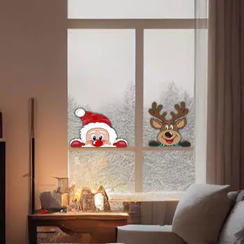Рождественские электростатические наклейки на окна Xmas Clings многоразовые многоцелевые для гладкой поверхности
