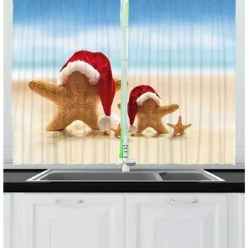 Рождественские элементы Снеговик Рождественская елка Кухня Спальня Гостиная Красные шторы с высоким затемнением 2 панели Комплект оконных штор Карман для штанги W55 X H120cm X 2&HOOK