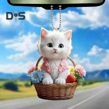 Рождественские автомобильные аксессуары подвесное украшение легкий дизайн в форме кошки с шнурком легко повесить украшение на рождественскую елку Cat