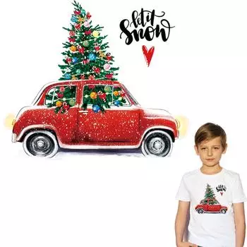 Рождественские автомобильные нашивки, теплопередача, моющаяся футболка, украшение для джинсов, сделай сам, новые модные переводные картинки для одежды 8x7 cm