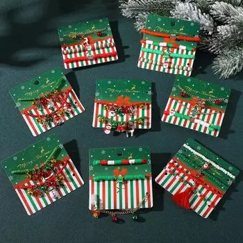 Рождественские аксессуары Ювелирные изделия для девочек Подарки Ювелирные изделия для вечеринок Милый мультяшный браслет Рождественская модель Колокольчики Рождественская елка Мягкий керамический браслет Набор из 3 предметов 1 зелёный