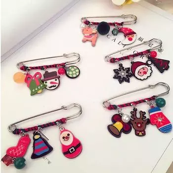 Рождественские аксессуары, новые очаровательные мультяшные сани с лосем и собакой, забавная обмотка, брошь, булавка, брошь, украшение