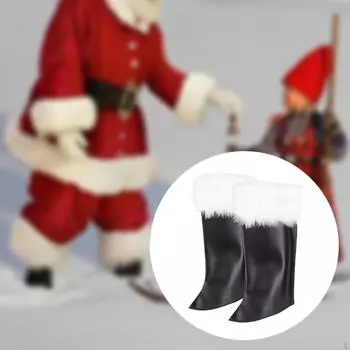 Рождественские бахилы Санты, нарядные гетры из искусственной кожи для мужчин