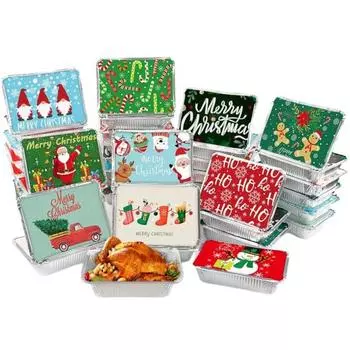 Рождественские банки для печенья с крышкой. Контейнеры для пищевых продуктов. Экологичная термостойкая рождественская тема. Одноразовая фольга. 20PCS