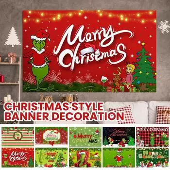 Рождественские баннеры, фотографии, фоны, украшения для вечеринок, флаги, баннеры, рождественские баннеры One Size