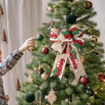 Рождественские банты для венка, елочного украшения, украшения для декора, большой бант Christmas Tree