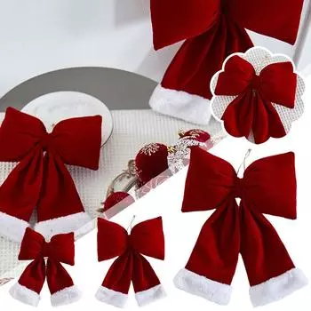 Рождественские банты из проволочной ленты, бархатные рождественские банты, большие банты, мягкие украшения, елка для G2K3 M-1pcs
