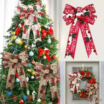 Рождественские банты Ленточные банты Рождественские ело украшения Большой лук Новый год Рождественская домашняя вечеринка Ремесла Украшения