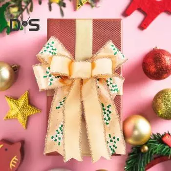 Рождественские банты, украшения ручной работы, рождественский венок, бант, верхушка для дерева, деревенская подарочная коробка, бант, декор для дома в стиле «фермер» красный