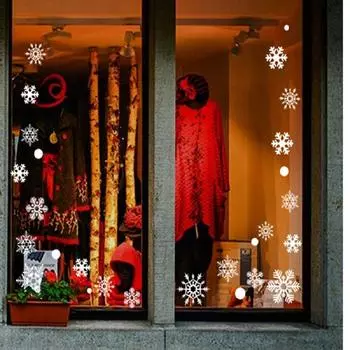 Рождественские белые снежинки наклейки на окна, наклейки, украшения для зимней, ледяной новогодней вечеринки, украшения