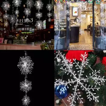 Рождественские белые снежинки, праздничные подвески, искусственные праздничные украшения, рождественская елка, домашний декор 6cm 6pcs