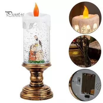 Рождественские беспламенные светодиодные свечи Санта-Клаус Снеговик мерцающая свеча на батарейках поддельная свеча-столб для рождественского украшения A