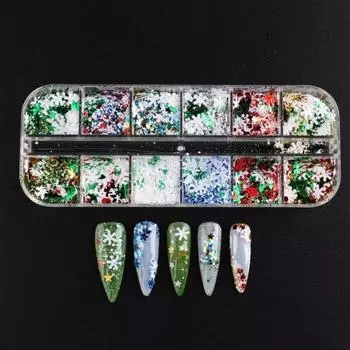 Рождественские блестки для ногтей, Рождественские снежинки, пентаграммы, узор неправильной формы, праздничные аксессуары для маникюра