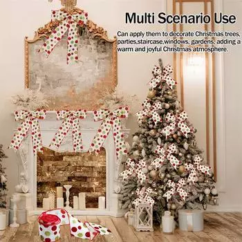 Рождественские блестящие ленты с проволочным краем Ленты с проволочным краем в горошек Ленты с проволочным краем в виде мешковины Декоративная лента для поделок своими руками 1M