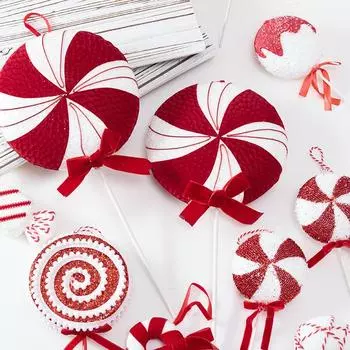 Рождественские Большие Конфеты Украшения Рождественская Елка Леденец Подвесное Украшение Белый И Красный Домашний Декор Для Рождественской Новогодней Вечеринки