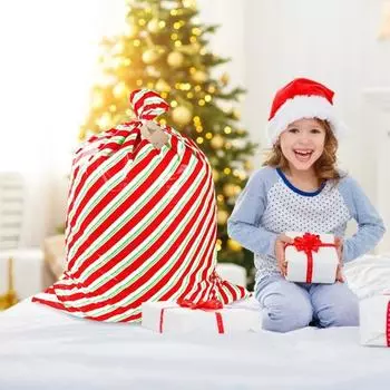 Рождественские большие подарочные пакеты с этикетками, упаковка, органайзер для дома, для рождественских фестивалей, вечеринок, конфет, печенья, декора 142.24x91.44cm красный
