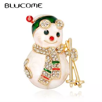 Рождественские броши Blucome, милые мультяшные рождественские заколки в виде снеговика, аниме, универсальные булавки для женщин и мужчин, костюм, шарф, хиджиаб, Рождественский подарок белый