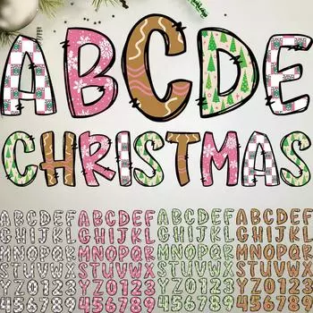 Рождественские буквы AZ 0-9 Термоклеящаяся наклейка на заказ Футболка Diy Parches Ropa Наклейки для одежды Термоперенос