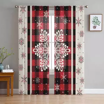 Рождественские буквы Снежинки Шторы для гостиной Спальня Домашнее украшение Окно Вуаль Тюль Шторы Шторы W135 x H114cm