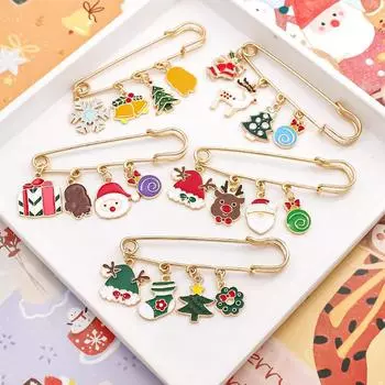 Рождественские булавки для похудения талии, затягивающие лось, Санта-Клаус, рождественская елка, снеговик, подарочные украшения