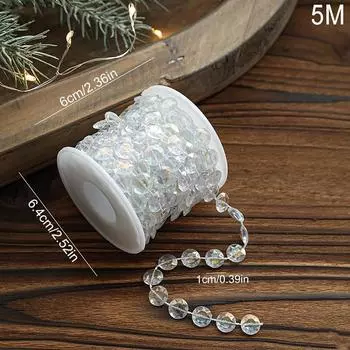 Рождественские бусинные украшения Элегантные рождественские украшения Скандинавский стиль Длинная бусинная цепочка Блестящие рождественские украшения Вечеринка 3/5/10м