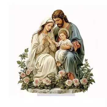 Рождественские центральные украшения Святое семейство Табличка на столе с основанием для украшения домашней столешницы 20cm*22cm разноцветный