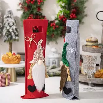 Рождественские чехлы для бутылок вина Гномы Бутылки для красного вина Шампанское Пивные бутылки красный