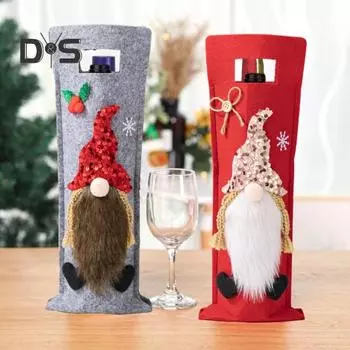 Рождественские чехлы для бутылок вина, гномы, чехлы для бутылок красного вина, шампанского, пивных бутылок, рождественские украшения стола розовый