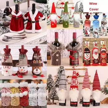 Рождественские чехлы для бутылок вина, сумка со снеговиком, Санта-Клаусом, чехлы для бутылок шампанского, Счастливого Рождества, Нового года, украшения для стола и дома