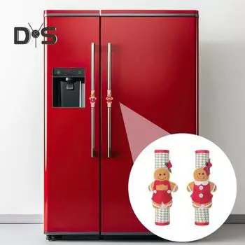 Рождественские чехлы на ручки холодильника Пряничный человечек Чехлы на ручки кухонных приборов для двери холодильника Праздничное украшение для дома и офиса красный