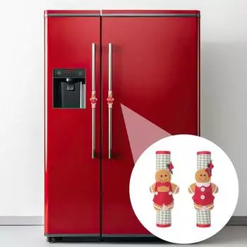 Рождественские чехлы на ручки холодильника Пряничный человечек Чехлы на ручки кухонных приборов для двери холодильника Праздничное украшение для дома и офиса красный