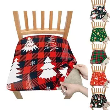 Рождественские чехлы на сиденья, пылезащитные съемные чехлы на сиденья стула, украшения дома для кухни