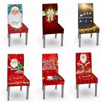 Рождественские чехлы на стулья, эластичные чехлы на стулья Санта-Клауса, чехол для столовой, офисного стула, кухонный чехол на сиденье, спандекс, декор Navidad 2pcs chair covers