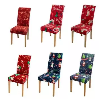 Рождественские чехлы на стулья для столовой, универсальные эластичные чехлы на стулья для домашней вечеринки, рождественские украшения, свадебный Декор стула для отеля 1PC
