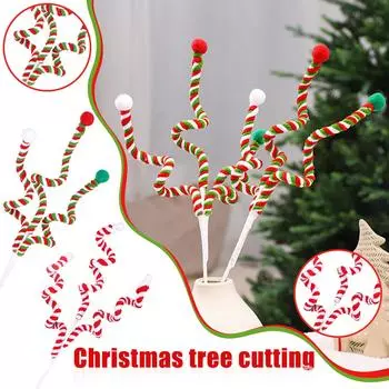 Рождественские черенки в полоску красного и белого цвета, рождественские черенки в форме колокольчиков конфетного цвета, 19,6 дюйма One Size